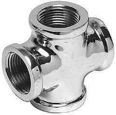 Merit Brass - Class 125, 1/2" Internal Pipe, Red Brass & Chrome Cross - All FNPT - Exact Tool & Supply
