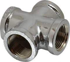 Merit Brass - Class 125, 3/4" Internal Pipe, Red Brass & Chrome Cross - All FNPT - Exact Tool & Supply