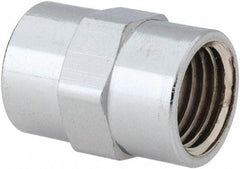 Merit Brass - Class 125, 1/4" Internal Pipe, Red Brass & Chrome Coupling - FNPT x FNPT - Exact Tool & Supply