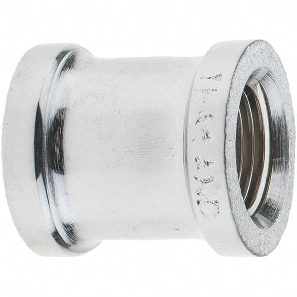 Merit Brass - Class 125, 3/8" Internal Pipe, Red Brass & Chrome Coupling - FNPT x FNPT - Exact Tool & Supply