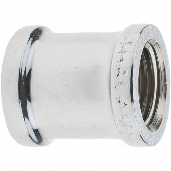 Merit Brass - Class 125, 1/2" Internal Pipe, Red Brass & Chrome Coupling - FNPT x FNPT - Exact Tool & Supply