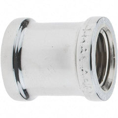 Merit Brass - Class 125, 1/2" Internal Pipe, Red Brass & Chrome Coupling - FNPT x FNPT - Exact Tool & Supply
