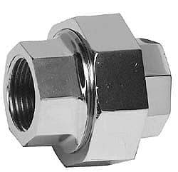 Merit Brass - Class 125, 1/4" Internal Pipe, Red Brass & Chrome Union - FNPT x FNPT - Exact Tool & Supply