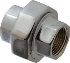 Merit Brass - Class 125, 3/4" Internal Pipe, Red Brass & Chrome Union - FNPT x FNPT - Exact Tool & Supply