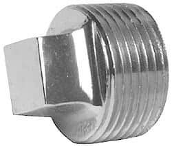 Merit Brass - Class 125, 1" Internal Pipe, Red Brass & Chrome Square Head Plug - MNPT - Exact Tool & Supply