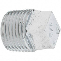 Merit Brass - Class 125, 1/2" Internal Pipe, Red Brass & Chrome Square Head Plug - MNPT - Exact Tool & Supply