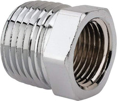 Merit Brass - Class 125, 1/2 x 3/8" Internal Pipe, Red Brass & Chrome Hex Bushing - MNPT x FNPT - Exact Tool & Supply