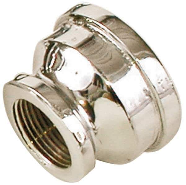 Merit Brass - Class 125, 1/4 x 1/8" Internal Pipe, Red Brass & Chrome Reducing Coupling - FNPT x FNPT - Exact Tool & Supply