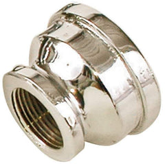 Merit Brass - Class 125, 1/4 x 1/8" Internal Pipe, Red Brass & Chrome Reducing Coupling - FNPT x FNPT - Exact Tool & Supply