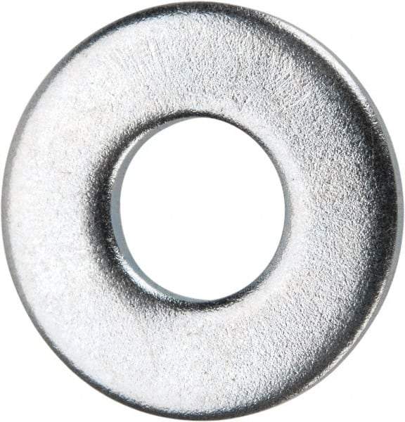 Value Collection - #10 Screw, Grade 2 Steel USS Flat Washer - 0.245" ID x 0.577" OD, 0.065" Thick, Zinc-Plated Finish - Exact Tool & Supply
