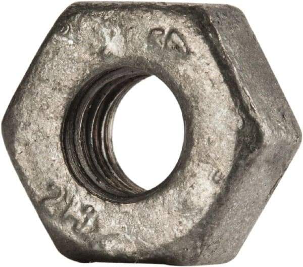 Value Collection - 1/4-20 UNC Steel Right Hand Heavy Hex Nut - 1/2" Across Flats, 15/64" High, Galvanized Finish - Exact Tool & Supply