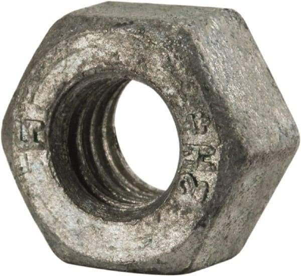 Value Collection - 5/16-18 UNC Steel Right Hand Heavy Hex Nut - 9/16" Across Flats, 19/64" High, Galvanized Finish - Exact Tool & Supply