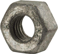 Value Collection - 5/16-18 UNC Steel Right Hand Heavy Hex Nut - 9/16" Across Flats, 19/64" High, Galvanized Finish - Exact Tool & Supply