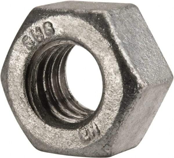 Value Collection - 7/16-14 UNC Steel Right Hand Heavy Hex Nut - 3/4" Across Flats, 27/64" High, Galvanized Finish - Exact Tool & Supply