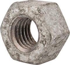 Value Collection - 9/16-12 UNC Steel Right Hand Heavy Hex Nut - 15/16" Across Flats, 35/64" High, Galvanized Finish - Exact Tool & Supply