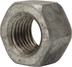 Value Collection - 1-8 UNC Steel Right Hand Heavy Hex Nut - 1-5/8" Across Flats, 63/64" High, Galvanized Finish - Exact Tool & Supply