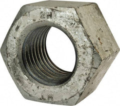 Value Collection - 2 - 4-1/2 UNC Steel Right Hand Heavy Hex Nut - 3-1/8" Across Flats, 1-31/32" High, Hot Dipped Galvanized Finish - Exact Tool & Supply
