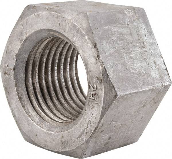 Value Collection - 2-1/2 - 4 UNC Steel Right Hand Heavy Hex Nut - 3-7/8" Across Flats, 2-29/64" High, Hot Dipped Galvanized Finish - Exact Tool & Supply