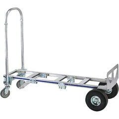 Wesco Industrial Products - 1,200 Lb Capacity 61-3/4" OAH Hand Truck - 18 x 7-1/2" Base Plate, Continuous Handle, Aluminum, Full Pneumatic Wheels - Exact Tool & Supply