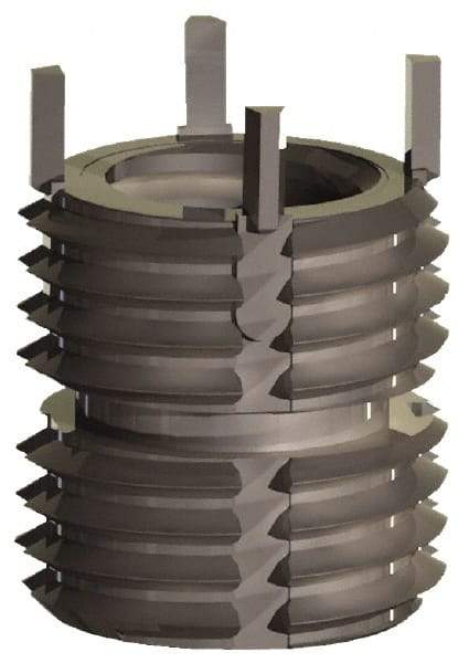 Jergens - 9/16-12 Internal, 3/4-16 External, 20.5mm Insert Length, Heavy Duty Keylocking Thread Inserts - Stainless Steel, Passivated Finish, Grade 303 - Exact Tool & Supply