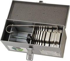 Made in USA - 90 Piece, 0.001 to 0.125 Inch Thickness, Stainless Steel Slotted Shim Assortment - 2 Inch Long x 2 Inch Wide, 5/8 Inch Wide Slot - Exact Tool & Supply