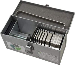 Made in USA - 90 Piece, 0.001 to 0.125 Inch Thickness, Stainless Steel Slotted Shim Assortment - 3 Inch Long x 3 Inch Wide, 7/8 Inch Wide Slot - Exact Tool & Supply