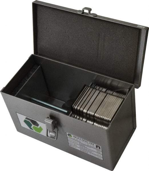 Made in USA - 90 Piece, 0.001 to 0.125 Inch Thickness, Stainless Steel Slotted Shim Assortment - 4 Inch Long x 4 Inch Wide, 1-1/4 Inch Wide Slot - Exact Tool & Supply