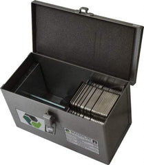 Made in USA - 90 Piece, 0.001 to 0.125 Inch Thickness, Stainless Steel Slotted Shim Assortment - 4 Inch Long x 4 Inch Wide, 1-1/4 Inch Wide Slot - Exact Tool & Supply