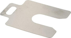 Made in USA - 20 Piece, 2 Inch Long x 2 Inch Wide x 0.002 Inch Thick, Slotted Shim Stock - Stainless Steel, 5/8 Inch Wide Slot - Exact Tool & Supply