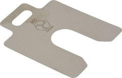 Made in USA - 20 Piece, 2 Inch Long x 2 Inch Wide x 0.005 Inch Thick, Slotted Shim Stock - Stainless Steel, 5/8 Inch Wide Slot - Exact Tool & Supply