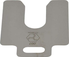 Made in USA - 20 Piece, 2 Inch Long x 2 Inch Wide x 0.007 Inch Thick, Slotted Shim Stock - Stainless Steel, 5/8 Inch Wide Slot - Exact Tool & Supply