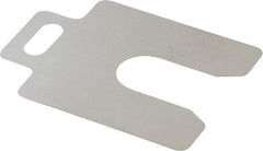 Made in USA - 20 Piece, 2 Inch Long x 2 Inch Wide x 0.008 Inch Thick, Slotted Shim Stock - Stainless Steel, 5/8 Inch Wide Slot - Exact Tool & Supply