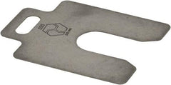 Made in USA - 20 Piece, 2 Inch Long x 2 Inch Wide x 0.02 Inch Thick, Slotted Shim Stock - Stainless Steel, 5/8 Inch Wide Slot - Exact Tool & Supply