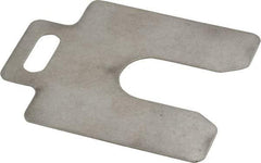 Made in USA - 20 Piece, 2 Inch Long x 2 Inch Wide x 0.025 Inch Thick, Slotted Shim Stock - Stainless Steel, 5/8 Inch Wide Slot - Exact Tool & Supply