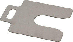 Made in USA - 20 Piece, 2 Inch Long x 2 Inch Wide x 0.031 Inch Thick, Slotted Shim Stock - Stainless Steel, 5/8 Inch Wide Slot - Exact Tool & Supply