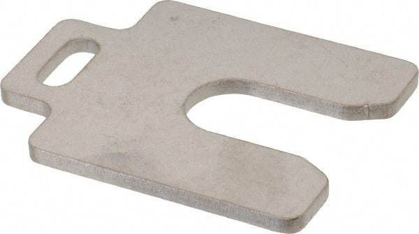 Made in USA - 5 Piece, 2 Inch Long x 2 Inch Wide x 0.125 Inch Thick, Slotted Shim Stock - Stainless Steel, 5/8 Inch Wide Slot - Exact Tool & Supply