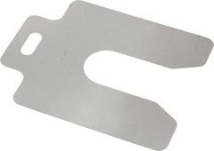 Made in USA - 20 Piece, 3 Inch Long x 3 Inch Wide x 0.001 Inch Thick, Slotted Shim Stock - Stainless Steel, 7/8 Inch Wide Slot - Exact Tool & Supply
