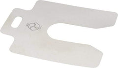 Made in USA - 20 Piece, 3 Inch Long x 3 Inch Wide x 0.002 Inch Thick, Slotted Shim Stock - Stainless Steel, 7/8 Inch Wide Slot - Exact Tool & Supply