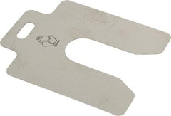 Made in USA - 20 Piece, 3 Inch Long x 3 Inch Wide x 0.02 Inch Thick, Slotted Shim Stock - Stainless Steel, 7/8 Inch Wide Slot - Exact Tool & Supply