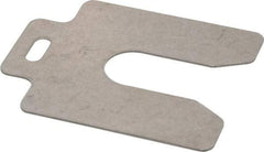 Made in USA - 10 Piece, 3 Inch Long x 3 Inch Wide x 0.05 Inch Thick, Slotted Shim Stock - Stainless Steel, 7/8 Inch Wide Slot - Exact Tool & Supply
