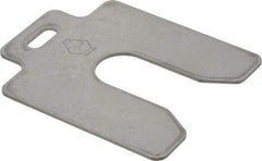Made in USA - 10 Piece, 3 Inch Long x 3 Inch Wide x 0.075 Inch Thick, Slotted Shim Stock - Stainless Steel, 7/8 Inch Wide Slot - Exact Tool & Supply