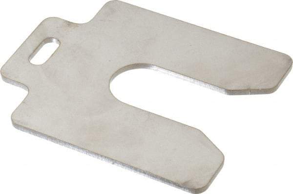 Made in USA - 5 Piece, 3 Inch Long x 2 Inch Wide x 0.1 Inch Thick, Slotted Shim Stock - Stainless Steel, 7/8 Inch Wide Slot - Exact Tool & Supply