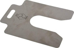 Made in USA - 20 Piece, 4 Inch Long x 4 Inch Wide x 0.01 Inch Thick, Slotted Shim Stock - Stainless Steel, 1-1/4 Inch Wide Slot - Exact Tool & Supply