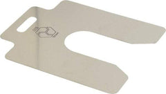 Made in USA - 20 Piece, 4 Inch Long x 4 Inch Wide x 0.015 Inch Thick, Slotted Shim Stock - Stainless Steel, 1-1/4 Inch Wide Slot - Exact Tool & Supply