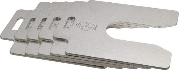 Made in USA - 5 Piece, 4 Inch Long x 4 Inch Wide x 0.1 Inch Thick, Slotted Shim Stock - Stainless Steel, 1-1/4 Inch Wide Slot - Exact Tool & Supply