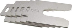 Made in USA - 5 Piece, 4 Inch Long x 4 Inch Wide x 0.1 Inch Thick, Slotted Shim Stock - Stainless Steel, 1-1/4 Inch Wide Slot - Exact Tool & Supply