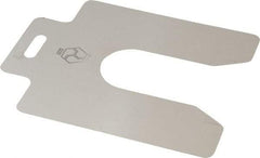 Made in USA - 20 Piece, 5 Inch Long x 5 Inch Wide x 0.005 Inch Thick, Slotted Shim Stock - Stainless Steel, 1-5/8 Inch Wide Slot - Exact Tool & Supply