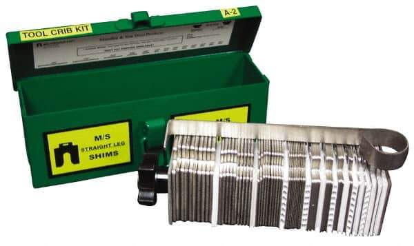 Made in USA - 340 Piece, 0.001 to 0.125 Inch Thickness, Stainless Steel Slotted Shim Assortment - 5 Inch Long x 5 Inch Wide, 1-5/8 Inch Wide Slot - Exact Tool & Supply