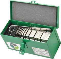 Made in USA - 130 Piece, 0.001 to 0.125 Inch Thickness, Stainless Steel Slotted Shim Assortment - 3 Inch Long x 3 Inch Wide, 7/8 Inch Wide Slot - Exact Tool & Supply