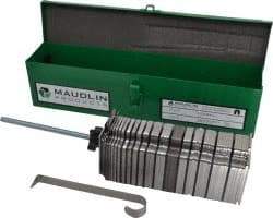 Made in USA - 340 Piece, 0.001 to 0.125 Inch Thickness, Stainless Steel Slotted Shim Assortment - 3 Inch Long x 3 Inch Wide, 7/8 Inch Wide Slot - Exact Tool & Supply